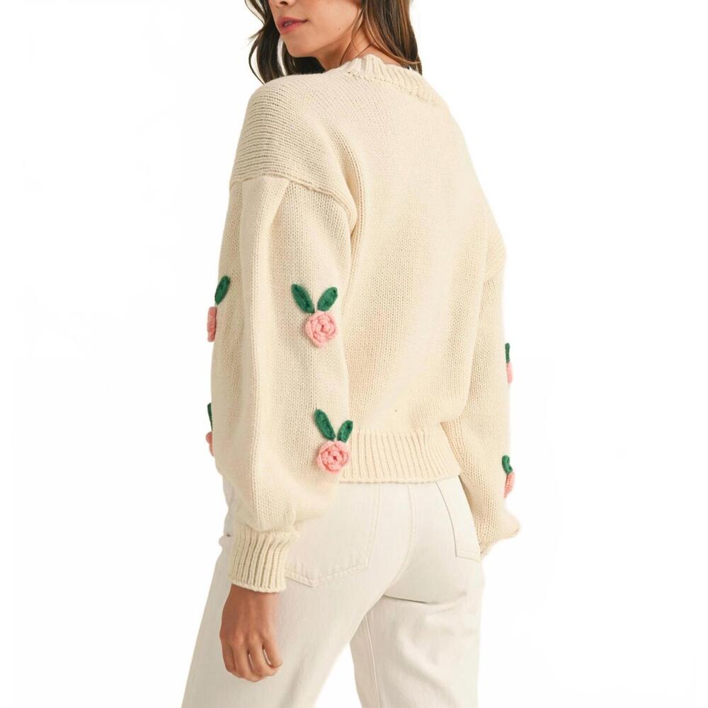 NEW MABLE rose applique cardigan in multi - Picture 4 of 4